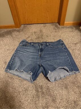 Levi's Distressed Dark Blue Cutoff Denim Shorts